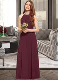 Ada A-Line Scoop Neck Floor-Length Chiffon Junior Bridesmaid Dress UKP0013418