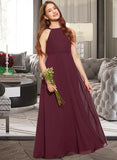 Ada A-Line Scoop Neck Floor-Length Chiffon Junior Bridesmaid Dress UKP0013418