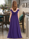 Tracy A-Line Off-the-Shoulder Floor-Length Chiffon Junior Bridesmaid Dress With Ruffle UKP0013421