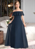 Renata A-Line Off-the-Shoulder Floor-Length Chiffon Junior Bridesmaid Dress With Cascading Ruffles UKP0013431