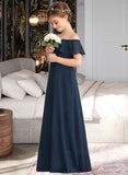 Renata A-Line Off-the-Shoulder Floor-Length Chiffon Junior Bridesmaid Dress With Cascading Ruffles UKP0013431