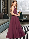 Arianna A-Line Square Neckline Floor-Length Chiffon Lace Junior Bridesmaid Dress UKP0013434