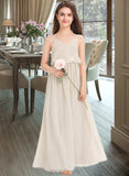 Makenzie A-Line V-neck Floor-Length Chiffon Junior Bridesmaid Dress UKP0013435