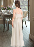 Makenzie A-Line V-neck Floor-Length Chiffon Junior Bridesmaid Dress UKP0013435