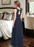 Yamilet A-Line Scoop Neck Floor-Length Chiffon Junior Bridesmaid Dress With Ruffle UKP0013441