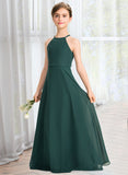 Toni A-Line Scoop Neck Floor-Length Chiffon Junior Bridesmaid Dress UKP0013442