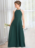 Toni A-Line Scoop Neck Floor-Length Chiffon Junior Bridesmaid Dress UKP0013442