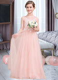 Elaina A-Line Scoop Neck Floor-Length Tulle Junior Bridesmaid Dress With Beading Sequins UKP0013444