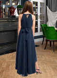 Janet A-Line Scoop Neck Asymmetrical Chiffon Junior Bridesmaid Dress With Bow(s) Ruffles UKP0013445