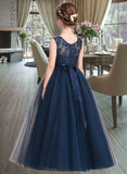 Madeleine Ball-Gown/PrincessScoopNeckFloor-LengthTulleJuniorBridesmaidDressWithSash#126265 UKP0013449