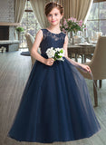 Madeleine Ball-Gown/PrincessScoopNeckFloor-LengthTulleJuniorBridesmaidDressWithSash#126265 UKP0013449