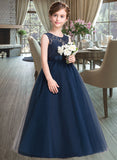 Madeleine Ball-Gown/PrincessScoopNeckFloor-LengthTulleJuniorBridesmaidDressWithSash#126265 UKP0013449