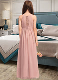 Evie A-Line Scoop Neck Floor-Length Chiffon Junior Bridesmaid Dress With Ruffle UKP0013451