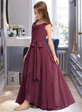 Amiah A-Line Cowl Neck Asymmetrical Chiffon Junior Bridesmaid Dress With Bow(s) UKP0013454