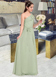 Alison A-Line One-Shoulder Floor-Length Chiffon Junior Bridesmaid Dress With Cascading Ruffles UKP0013458