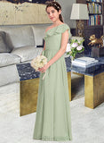 Alison A-Line One-Shoulder Floor-Length Chiffon Junior Bridesmaid Dress With Cascading Ruffles UKP0013458