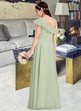 Alison A-Line One-Shoulder Floor-Length Chiffon Junior Bridesmaid Dress With Cascading Ruffles UKP0013458