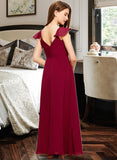 Destinee A-Line V-neck Floor-Length Chiffon Junior Bridesmaid Dress With Ruffle UKP0013461