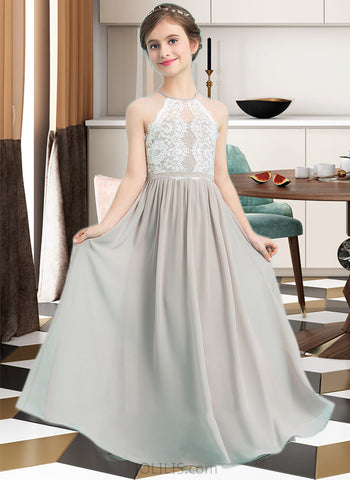 Laurel A-Line Scoop Neck Floor-Length Chiffon Junior Bridesmaid Dress UKP0013463