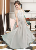 Laurel A-Line Scoop Neck Floor-Length Chiffon Junior Bridesmaid Dress UKP0013463