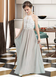 Laurel A-Line Scoop Neck Floor-Length Chiffon Junior Bridesmaid Dress UKP0013463