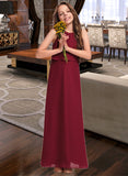 Mariah A-Line Scoop Neck Floor-Length Chiffon Junior Bridesmaid Dress With Ruffles UKP0013465