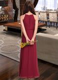 Mariah A-Line Scoop Neck Floor-Length Chiffon Junior Bridesmaid Dress With Ruffles UKP0013465