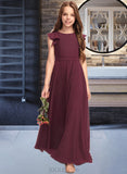 Arielle A-Line Scoop Neck Floor-Length Chiffon Junior Bridesmaid Dress With Cascading Ruffles UKP0013466