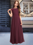 Arielle A-Line Scoop Neck Floor-Length Chiffon Junior Bridesmaid Dress With Cascading Ruffles UKP0013466