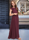 Arielle A-Line Scoop Neck Floor-Length Chiffon Junior Bridesmaid Dress With Cascading Ruffles UKP0013466