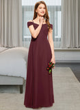 Tessa A-Line Off-the-Shoulder Floor-Length Chiffon Junior Bridesmaid Dress With Ruffle UKP0013467