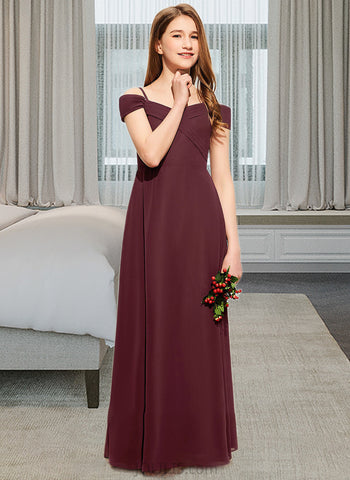 Tessa A-Line Off-the-Shoulder Floor-Length Chiffon Junior Bridesmaid Dress With Ruffle UKP0013467