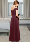 Tessa A-Line Off-the-Shoulder Floor-Length Chiffon Junior Bridesmaid Dress With Ruffle UKP0013467