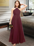 Ariella A-Line V-neck Floor-Length Chiffon Junior Bridesmaid Dress With Ruffle UKP0013468