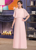 Janiah A-Line Scoop Neck Floor-Length Chiffon Junior Bridesmaid Dress UKP0013472