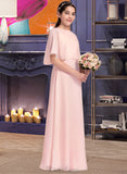 Janiah A-Line Scoop Neck Floor-Length Chiffon Junior Bridesmaid Dress UKP0013472