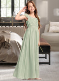 Nova A-Line Scoop Neck Floor-Length Chiffon Junior Bridesmaid Dress With Ruffle Bow(s) UKP0013474