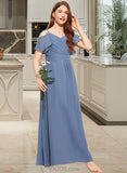 Lucile A-Line Off-the-Shoulder Floor-Length Chiffon Junior Bridesmaid Dress With Ruffle Bow(s) UKP0013475