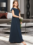 Makena A-LineScoopNeckFloor-LengthChiffonJuniorBridesmaidDress#253684 UKP0013478