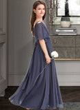 Maritza A-Line Off-the-Shoulder Floor-Length Chiffon Junior Bridesmaid Dress With Ruffle Bow(s) UKP0013479