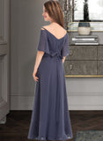 Maritza A-Line Off-the-Shoulder Floor-Length Chiffon Junior Bridesmaid Dress With Ruffle Bow(s) UKP0013479