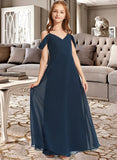 Janice A-Line Off-the-Shoulder Floor-Length Chiffon Junior Bridesmaid Dress UKP0013485