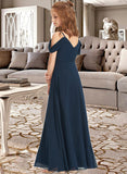 Janice A-Line Off-the-Shoulder Floor-Length Chiffon Junior Bridesmaid Dress UKP0013485