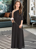 Angela A-Line One-Shoulder Floor-Length Chiffon Lace Junior Bridesmaid Dress UKP0013486