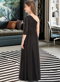 Angela A-Line One-Shoulder Floor-Length Chiffon Lace Junior Bridesmaid Dress UKP0013486