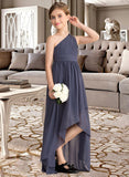 Dominique A-Line One-Shoulder Asymmetrical Chiffon Junior Bridesmaid Dress With Ruffle UKP0013489