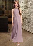 Marian A-Line Scoop Neck Floor-Length Chiffon Junior Bridesmaid Dress With Cascading Ruffles UKP0013492