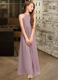 Marian A-Line Scoop Neck Floor-Length Chiffon Junior Bridesmaid Dress With Cascading Ruffles UKP0013492