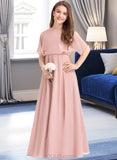 Princess A-Line Scoop Neck Floor-Length Chiffon Junior Bridesmaid Dress UKP0013493