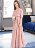 Princess A-Line Scoop Neck Floor-Length Chiffon Junior Bridesmaid Dress UKP0013493